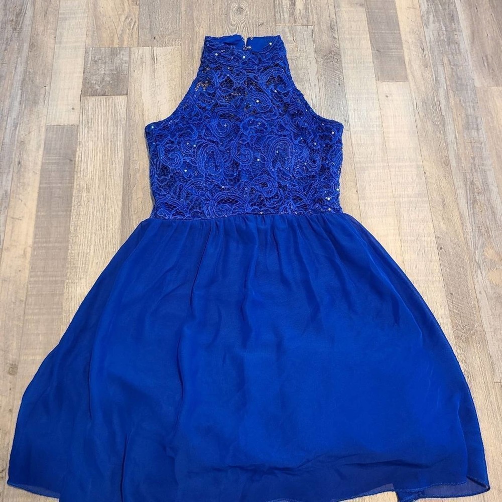 Extraordinary size 3 junior royal blue formal mini dress